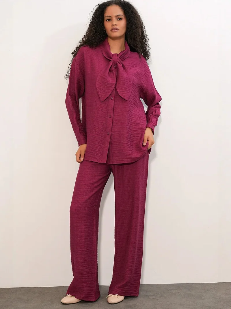بيغ دارت BDART Textured Shirt And Wide-Leg Trouser Set