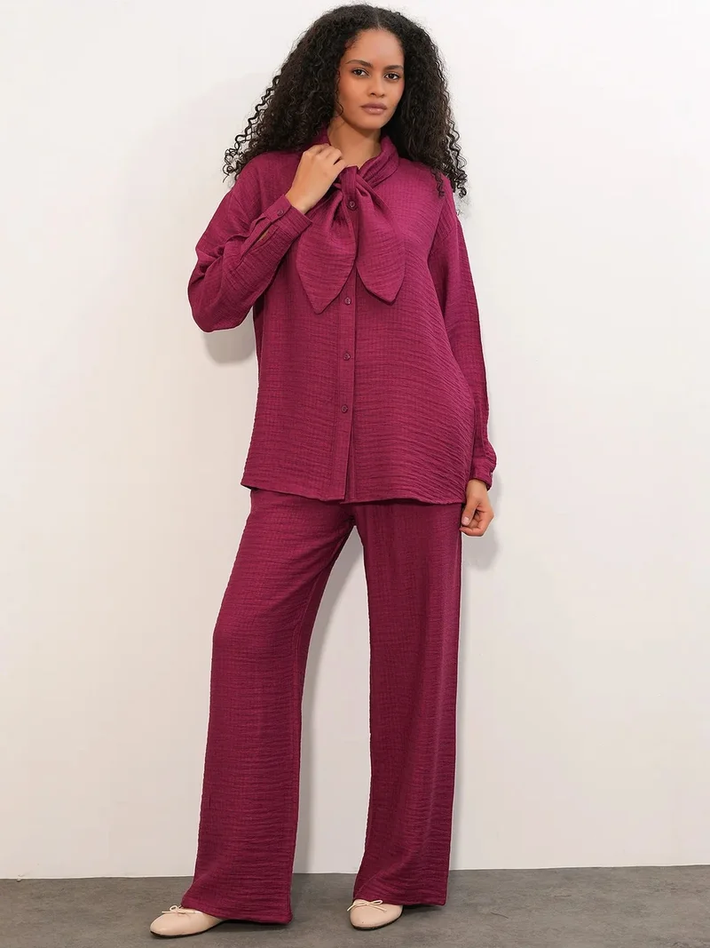 بيغ دارت BDART Textured Shirt And Wide-Leg Trouser Set
