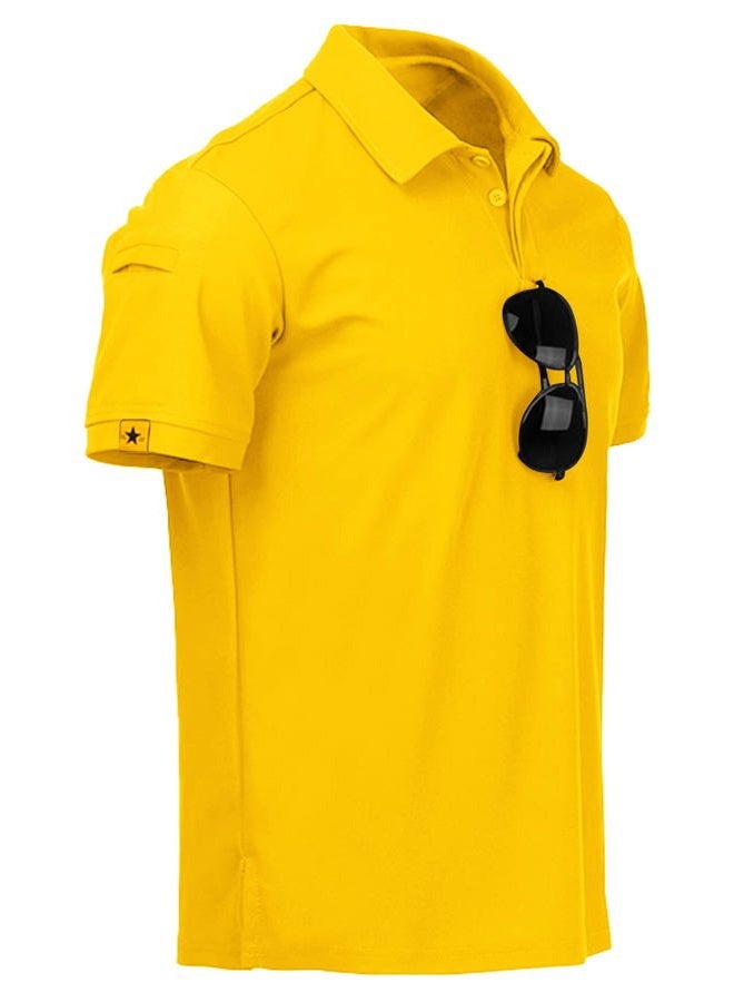 SCODI Polo Shirts for Men Casual Short Sleeve Golf Polo Athletic Daily Collared Shirt Tennis T-Shirt, 012-yellow, M - Image 1
