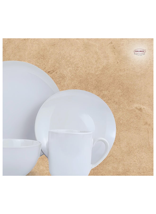 16 Piece Stoneware Dinner Set With 4 X 27 Cm Dinner Plate, 4 X 20 Cm Side Plate, 4 X 15 Cm X 6 Cm Bowls, 4X 415 Ml Mugs , Serves 4 For Everyday Use, White