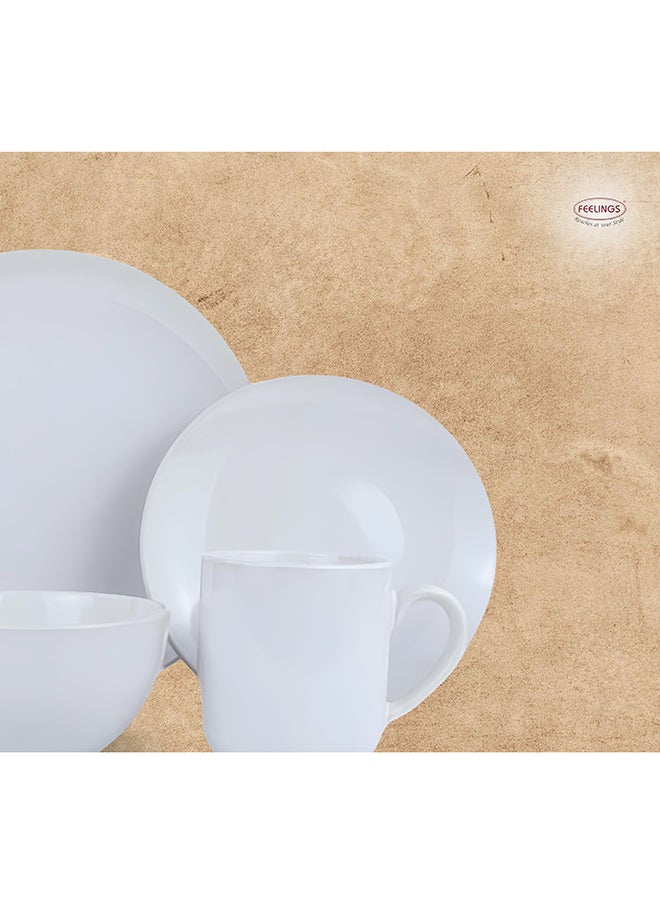16 Piece Stoneware Dinner Set With 4 X 27 Cm Dinner Plate, 4 X 20 Cm Side Plate, 4 X 15 Cm X 6 Cm Bowls, 4X 415 Ml Mugs , Serves 4 For Everyday Use, White