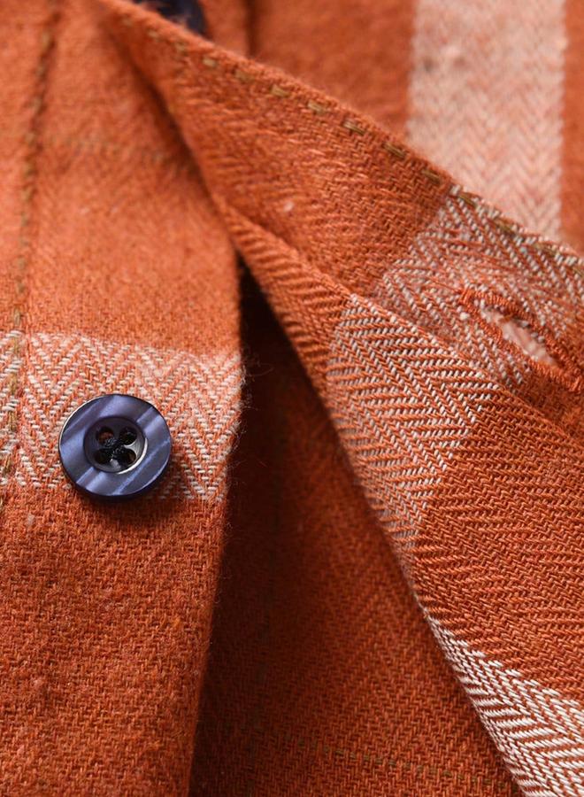 Take Two Boys Orange Checked Button Front Shirt - Image 5