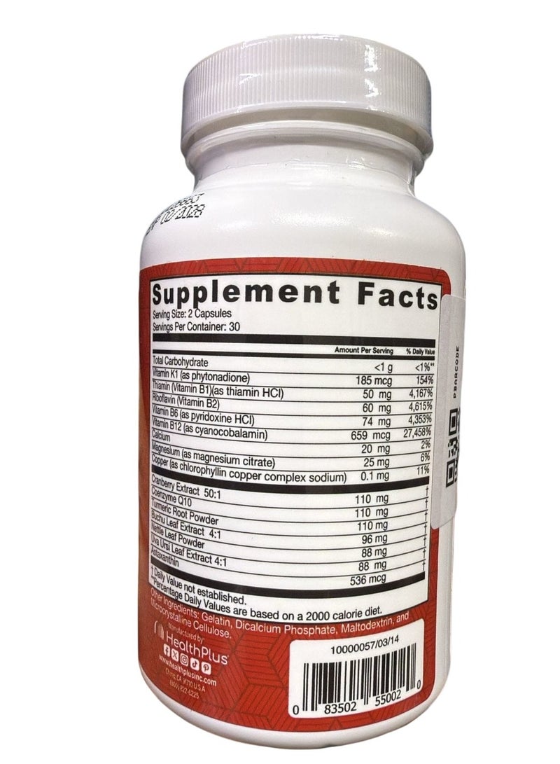 Health Plus تنظيف الكلى، 60 كبسولة، 30 حصة - Image 2