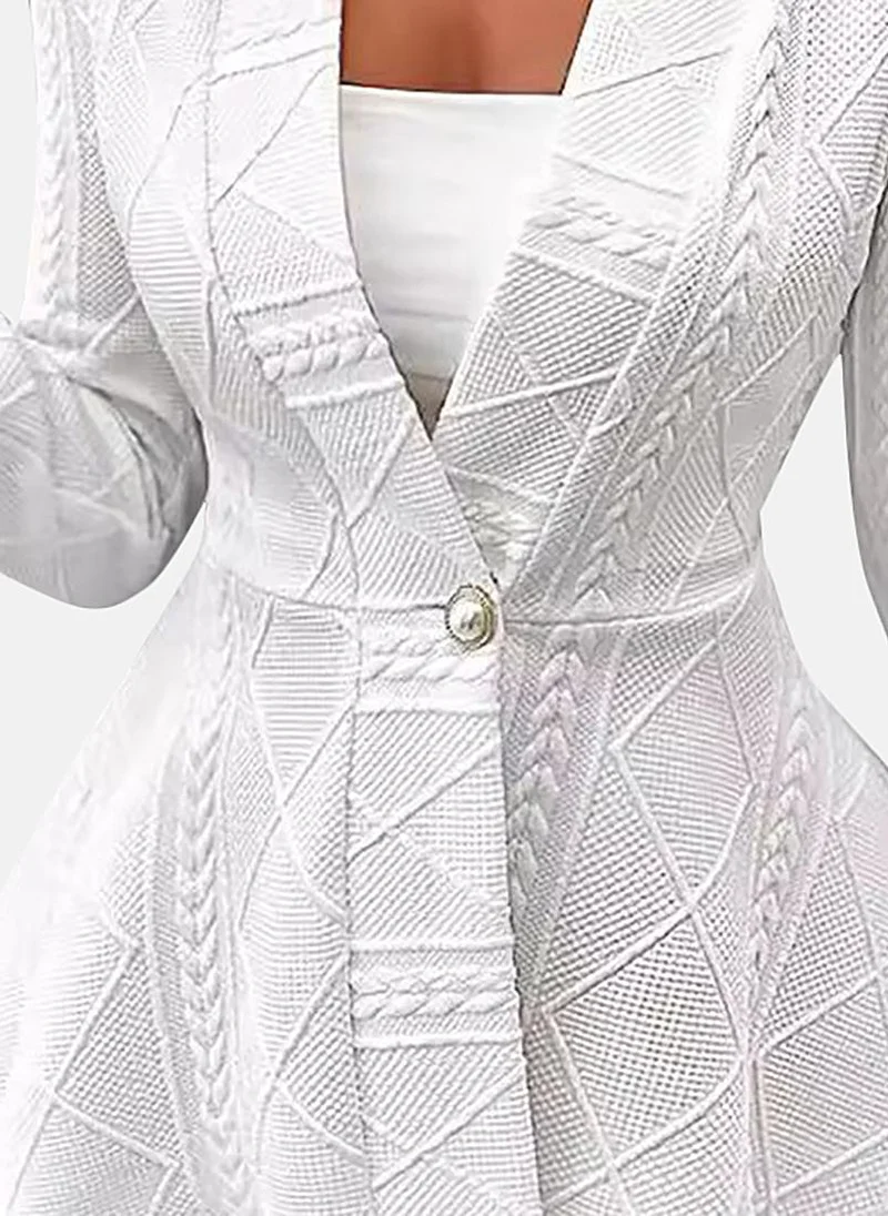 يونيكي White Solid Notch Lapel Blazer