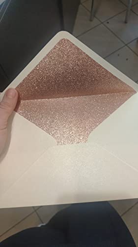 Lucky Star 25 PCS A7 Pearlescent Glitter Envelopes,5.35 x 7.7 inches, Perfect for 5x7 Weddings,Invitation Cards,Birthday Greeting Invite (Pearl ivory+ Dark Rose Gold glitter) - Image 3