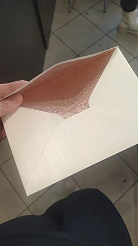 Lucky Star 25 PCS A7 Pearlescent Glitter Envelopes,5.35 x 7.7 inches, Perfect for 5x7 Weddings,Invitation Cards,Birthday Greeting Invite (Pearl ivory+ Dark Rose Gold glitter) - Image 4