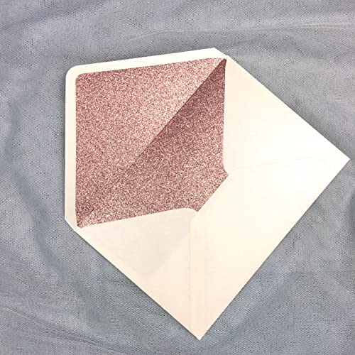Lucky Star 25 PCS A7 Pearlescent Glitter Envelopes,5.35 x 7.7 inches, Perfect for 5x7 Weddings,Invitation Cards,Birthday Greeting Invite (Pearl ivory+ Dark Rose Gold glitter) - Image 1