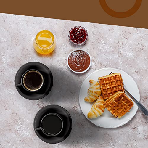 Houseables Espresso Cup Set, Espresso Cups Stackable, Expresso, Demitasse, with Saucers, Stand, Spoons, Coffee Mugs, Juego De Tazas Para Cafe, Porcelain, Stacking, 19 Pieces, Set of 6, 2.5 oz, Black - Image 5