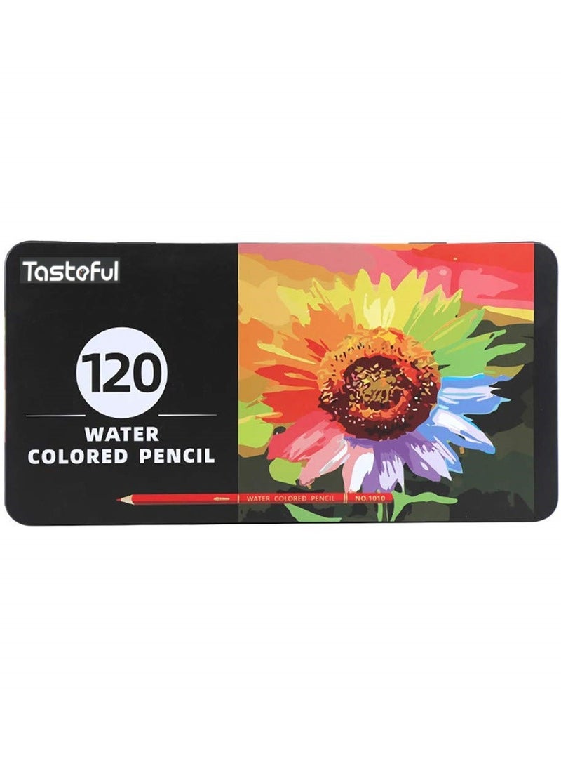 Tasteful Professional Water-Soluble Colored Pencils Set in Metal Tin - Non-Toxic Art Supplies for Artists, Designers & Sketching - 120 Colors - Image 1