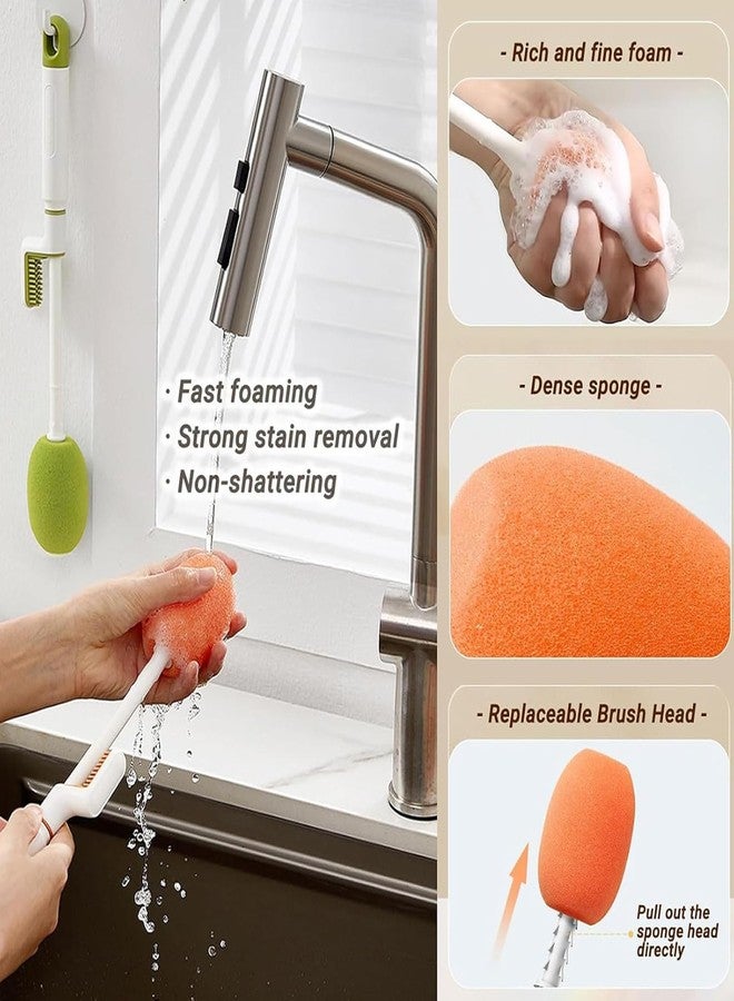 not available 3 in 1 Multipurpose Bottle Cleaner Brush Tools Long Handle Silicone Cleaner Brushes| Bottle Cup Cleaning Brush Set | Thermos Lid Cup Cleaner for Bottle, Tumbler, Glass Vase (Random Color, 33 cm) - Image 4