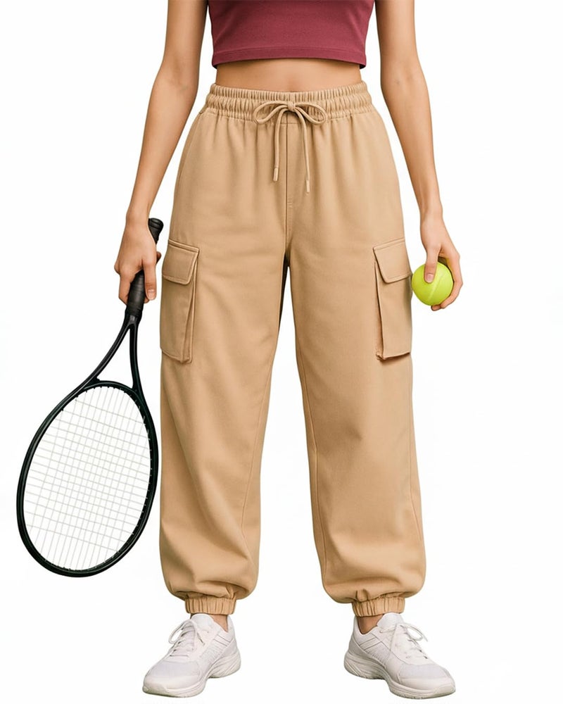 Bewakoof Air 1.0 Women's Solid Super Loose Fit Mid Rise Joggers_585682_Brown_M - Image 1
