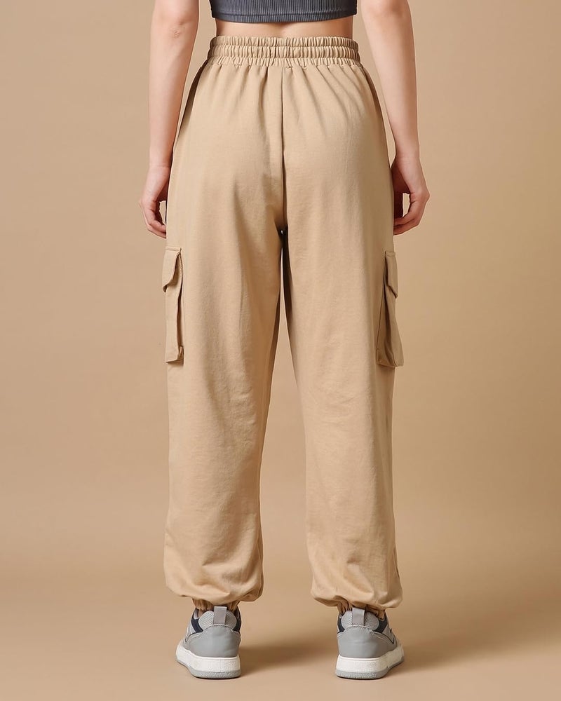 Bewakoof Air 1.0 Women's Solid Super Loose Fit Mid Rise Joggers_585682_Brown_M - Image 4