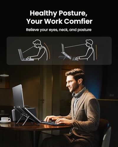 ProtoArc Foldable Keyboard Mouse Combo, XKM01 CaseUp Portable Bluetooth Keyboard and Mouse with Laptop Stand, a Mobile Work Solution for On-The-Go, Compatible with Laptop PC MacBook Windows Mac OS - Image 3