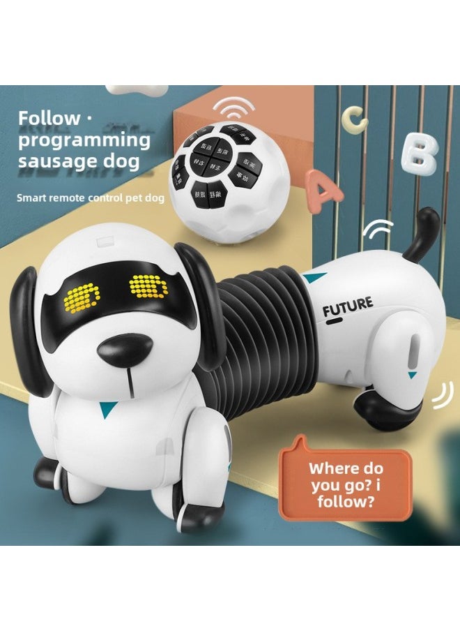 Children Follow Dachshund Intelligent Robot Dog Human Baby Electric Toy Dog Remote Control 1 A 2 Year Old Gift Boys And Girls-Color:Dachshund 【Follow Master + Singing + Programming】 Single Electric  - Image 3