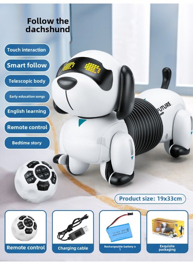 Children Follow Dachshund Intelligent Robot Dog Human Baby Electric Toy Dog Remote Control 1 A 2 Year Old Gift Boys And Girls-Color:Dachshund 【Follow Master + Singing + Programming】 Single Electric  - Image 1