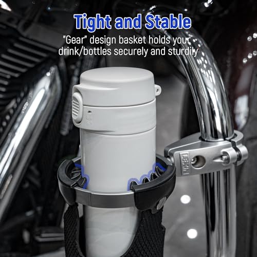 LEXIN LX-C3 Motorcycle Cup Holder with 360°swivel ball-Mount, Large Boat Drink Holder with Basket, Metal Handlebar Mount for Motorcycle Passenger/ATV/Scotter/Harley, Fits Handlebar 7/8'' to 1 1/4'' - Image 4