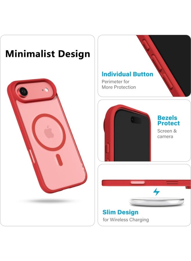 ACLIX Clear Magnetic Case for iPhone 17 Air [Shockproof & Slim] Transparent Clear Hard Back Cover with high-Grade Protection | Red - Image 2