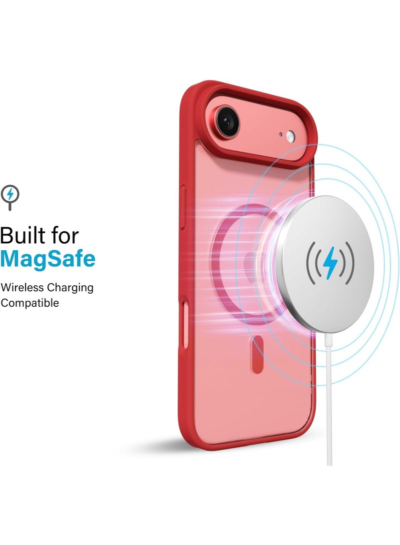 ACLIX Clear Magnetic Case for iPhone 17 Air [Shockproof & Slim] Transparent Clear Hard Back Cover with high-Grade Protection | Red - Image 3