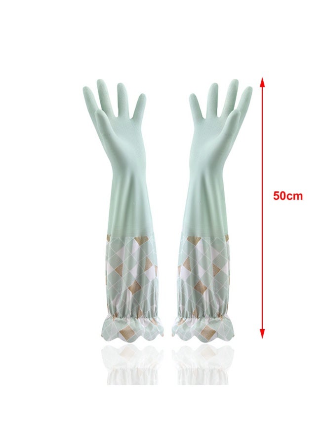 Housework Gloves for Washing Dishes and Vegetables, Household Cleaning, Laundry, Kitchen Elastic Band Mouth Rubber Latex Gloves, 2 Pairs - Image 3