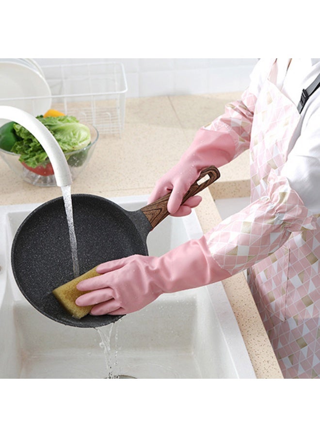 Housework Gloves for Washing Dishes and Vegetables, Household Cleaning, Laundry, Kitchen Elastic Band Mouth Rubber Latex Gloves, 2 Pairs - Image 2