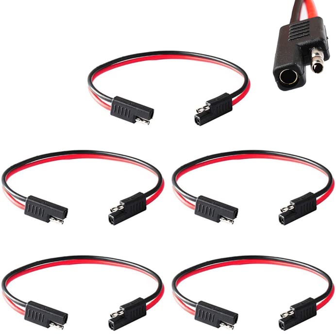 Wadoy 2 Pin Quick Disconnect Wire Harness SAE Connector 5 Pack Heavy Duty Cable 12 12 Gauge 12V Quick Connect - Image 1