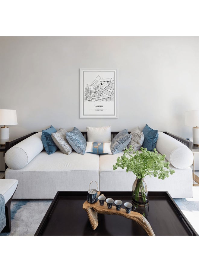 آرت دیکور  ديكور فني مؤطر، طباعة صورة فنية جميلة لخريطة مدينة عجمان، ملصق حضري حديث باللونين الأبيض والأسود، هدية سفر لدولة الإمارات العربية المتحدة، ديكور جداري للمنزل، غرفة المعيشة، غرفة النوم، المكتب، الفنادق - Image 2