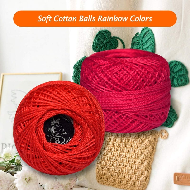 colored bird Crochet Thread 10 Balls Cardinal Size 8 for Crochet Hardanger Cross Stitch Needlepoint Hand Embroidery (Red) - Image 5