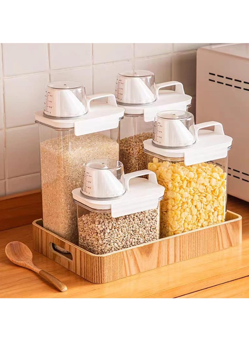 AUTOYSUR - Rice Airtight Dry Food Storage Containers with Lock Lid,3 Pack Pour Spout and Seal Buckles Food Dispenser,Cereal Containers Dispenser with Measuring Cup,Rice Storage Bin,,BPA Free(1100ML*3PC) - Image 1