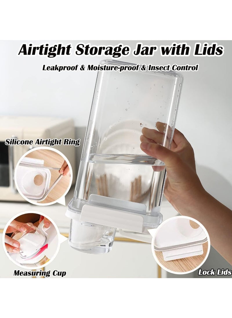AUTOYSUR - Rice Airtight Dry Food Storage Containers with Lock Lid,3 Pack Pour Spout and Seal Buckles Food Dispenser,Cereal Containers Dispenser with Measuring Cup,Rice Storage Bin,,BPA Free(1100ML*3PC) - Image 1
