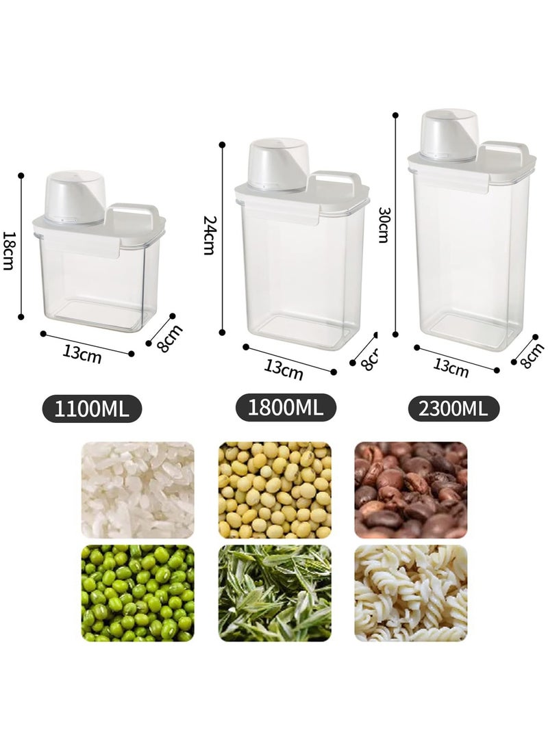 AUTOYSUR - Rice Airtight Dry Food Storage Containers with Lock Lid,3 Pack Pour Spout and Seal Buckles Food Dispenser,Cereal Containers Dispenser with Measuring Cup,Rice Storage Bin,,BPA Free(1100ML*3PC) - Image 1