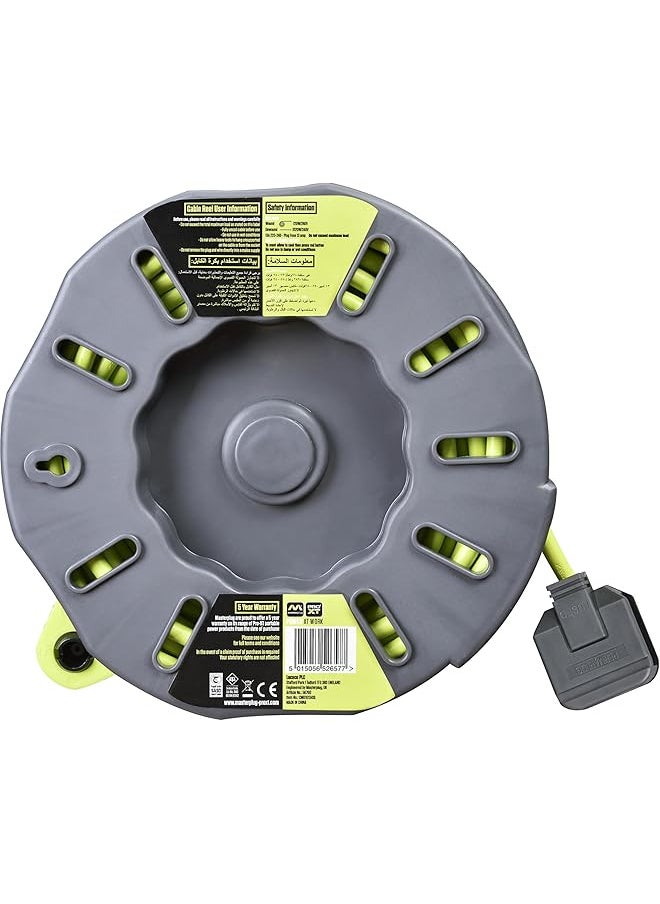 erorex Pro Xt Four Socket Medium Cassette Cable Reel With Winding Handle Thermal Cut Out And Power Switch 10 Meters High Visibility Cable Green  - Image 5