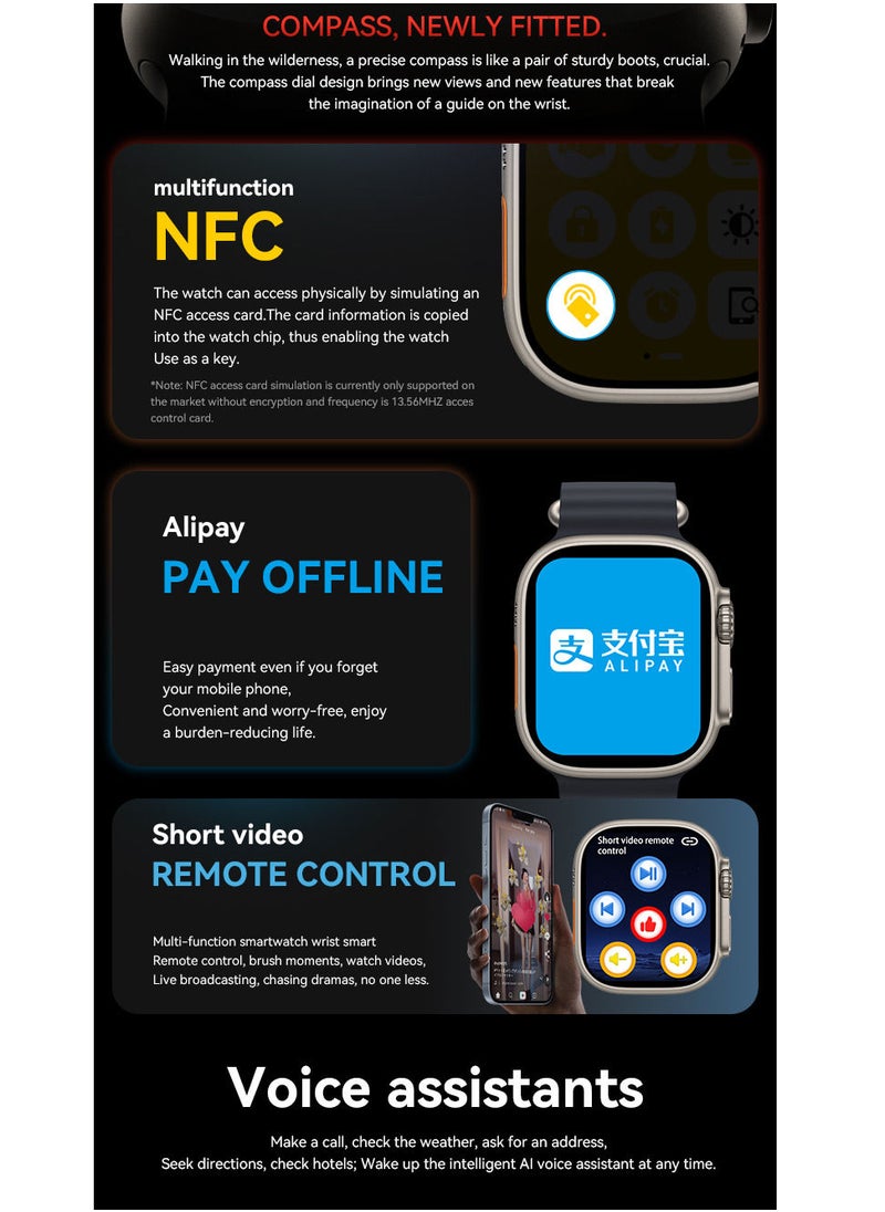 AROAQ - 200 mAh Long Battery HW68 Ultra Smartwatch Wireless Charging Large Display Waterproof Bluetooth Full Touchscreen Smart Watch - Image 1