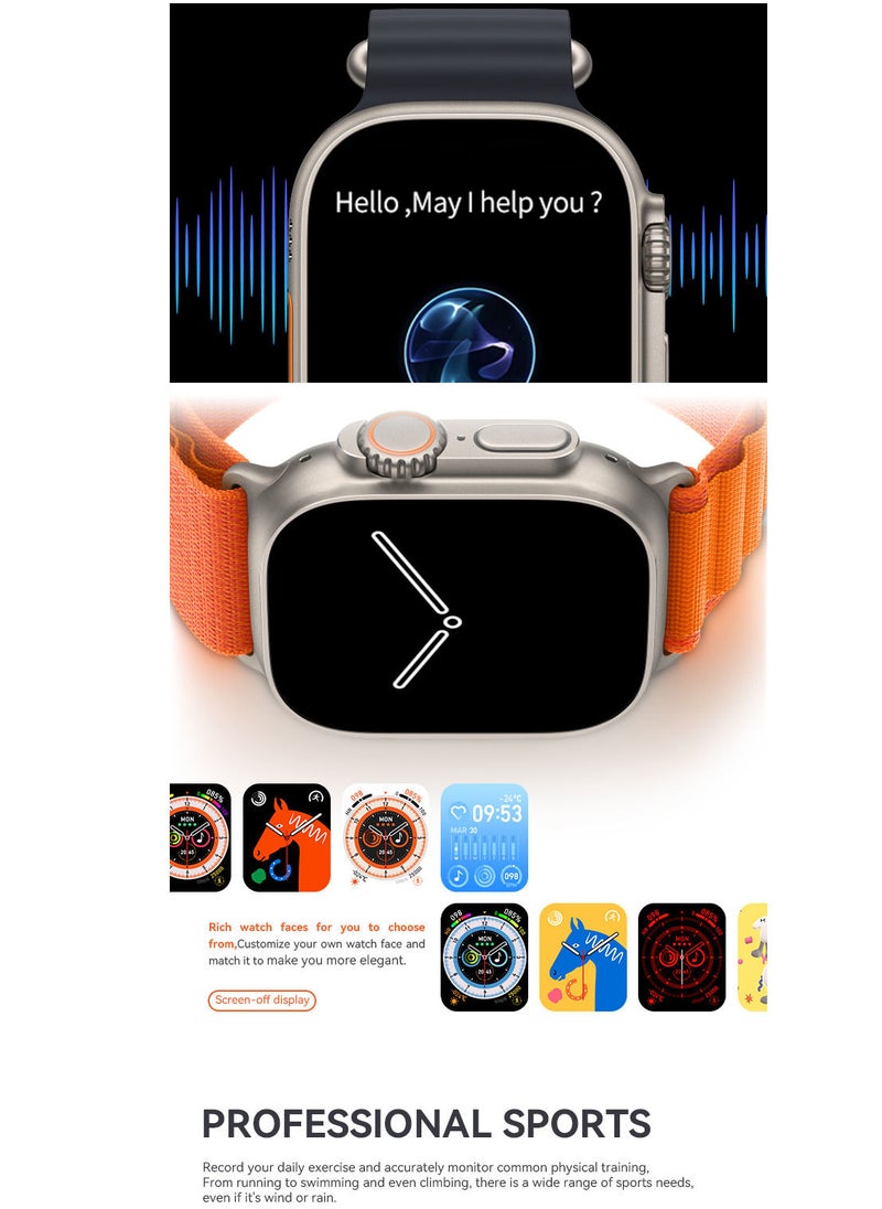 AROAQ - 200 mAh Long Battery HW68 Ultra Smartwatch Wireless Charging Large Display Waterproof Bluetooth Full Touchscreen Smart Watch - Image 1