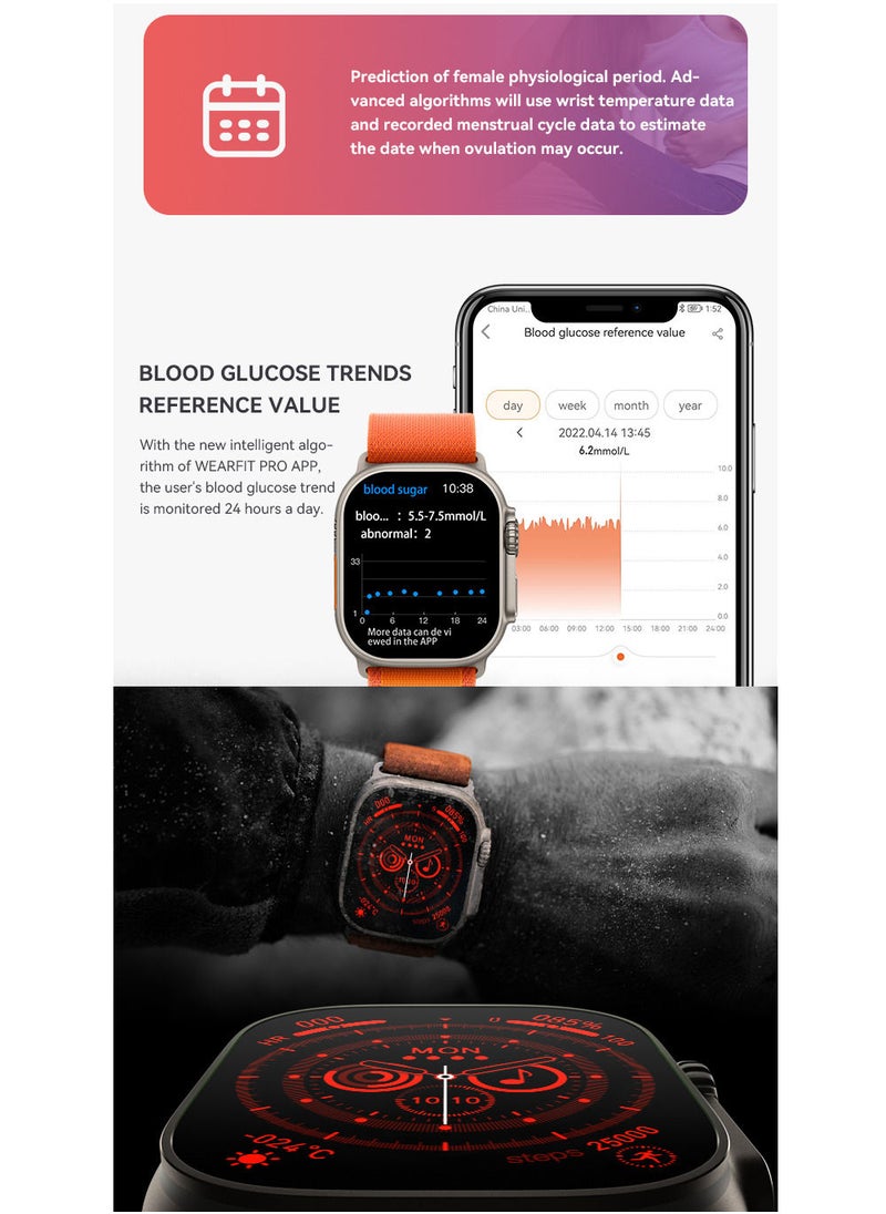 AROAQ - 200 mAh Long Battery HW68 Ultra Smartwatch Wireless Charging Large Display Waterproof Bluetooth Full Touchscreen Smart Watch - Image 1