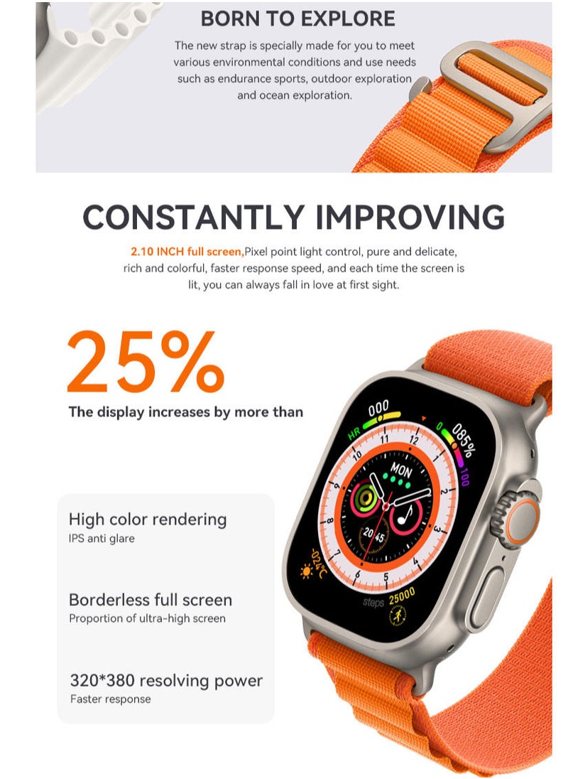 AROAQ - 200 mAh Long Battery HW68 Ultra Smartwatch Wireless Charging Large Display Waterproof Bluetooth Full Touchscreen Smart Watch - Image 1