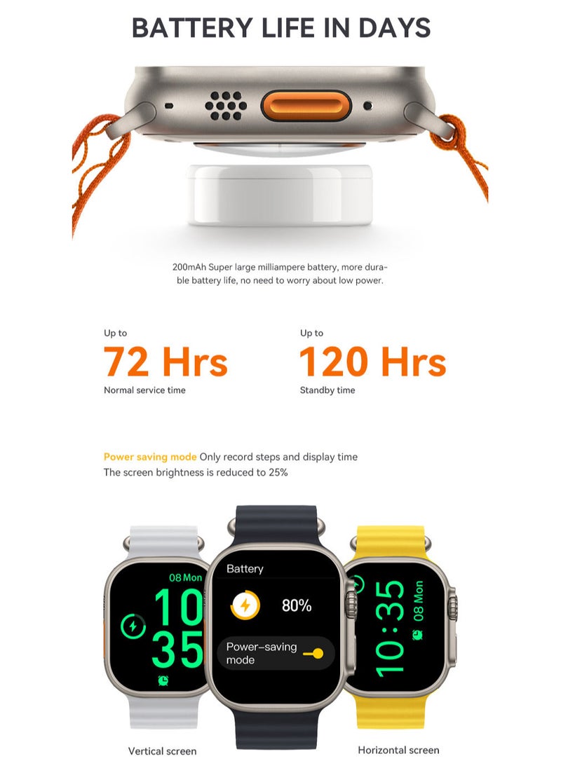 AROAQ - 200 mAh Long Battery HW68 Ultra Smartwatch Wireless Charging Large Display Waterproof Bluetooth Full Touchscreen Smart Watch - Image 1