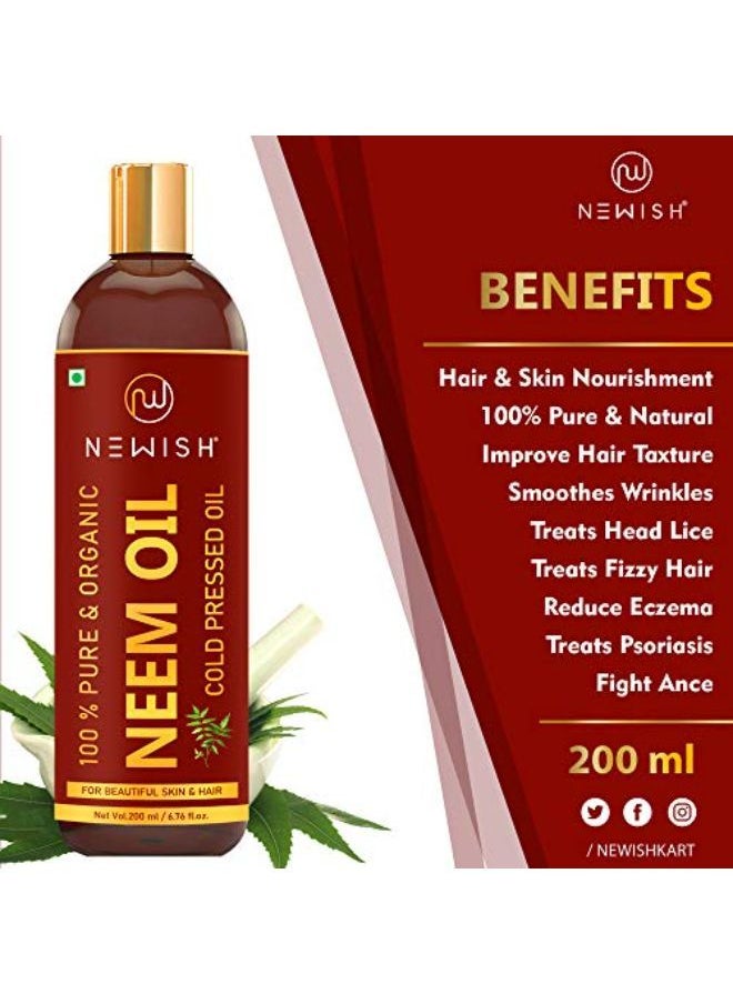 Newish Cold Pressed Organic Neem Oil For Skin & Hair 200Ml  - Image 3