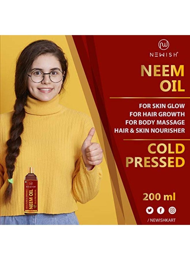 Newish Cold Pressed Organic Neem Oil For Skin & Hair 200Ml  - Image 2