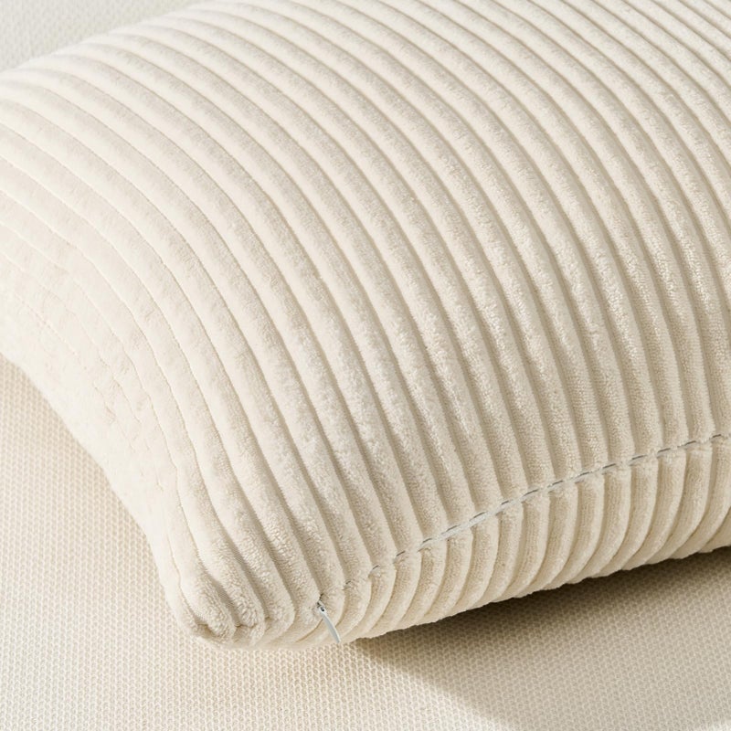Topfinel Decorative Beige Cream Throw Pillow Covers Cushion Cases, Set of 4 Soft Velvet Modern Double-Sided Designs, Mix and Match for Home Decor, Pillow Inserts Not Included (18x18 inch) - Image 3