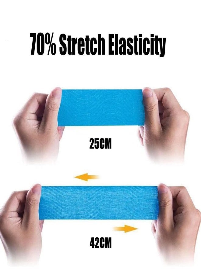 Palhyte Kinesiology Tape Pro Athletic Sports Breathable Latex Free Tape for Ankle Knees Elastic Running Tennis Swimming Football Sports Activities Tapes(3 Rolls,60 Precut Strips,Blue) - Image 3