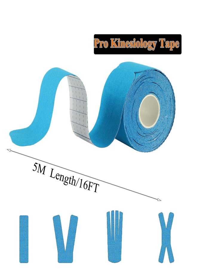 Palhyte Kinesiology Tape Pro Athletic Sports Breathable Latex Free Tape for Ankle Knees Elastic Running Tennis Swimming Football Sports Activities Tapes(3 Rolls,60 Precut Strips,Blue) - Image 2