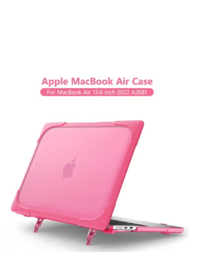GULFLINK Hard Shell Case Cover with Kickstand Shockproof Function for MacBook Air 2022 (A2681) 13.6inch Rose red - Image 1