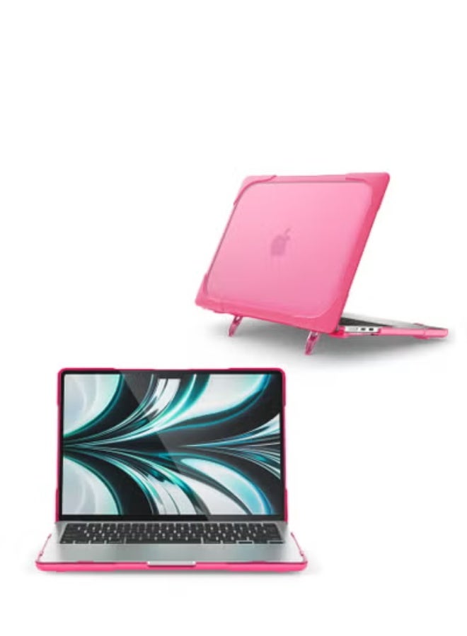 GULFLINK Hard Shell Case Cover with Kickstand Shockproof Function for MacBook Air 2022 (A2681) 13.6inch Rose red - Image 5