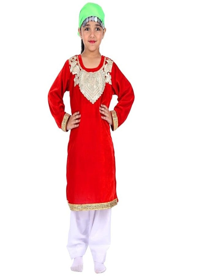 DESI ANDAAZ زيّ كشميري أنيق للأطفال، طقم من 3 قطع (بدلة، سروال، ووشاح)، زي تنكري هندي تقليدي وشعبي للأطفال والكبار. - Image 1