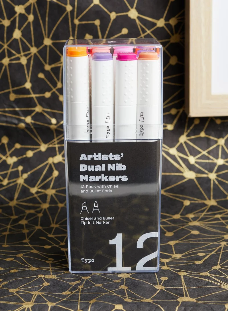 Typo Set Of 12 Artists Dual Nib Marker Pens