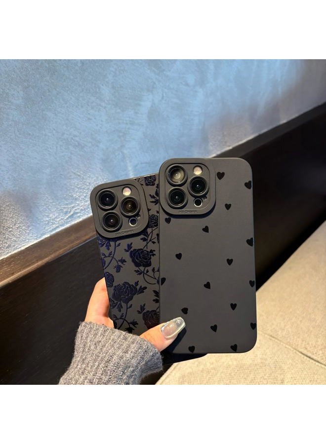Jusnfu for iPhone 14 Pro Max Case 6.7 Inch 2022, Aesthetic Love Hearts Print Phone Case for Women Girls Men, Silicone Protective Phone Cover for iPhone 14 Pro Max, Black Love Hearts - Image 4