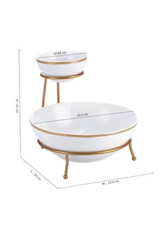 Shallow طقم وعاء شريحة وغمس 4.75"/9.25" مع حامل ذهبي وملصق  - Image 3