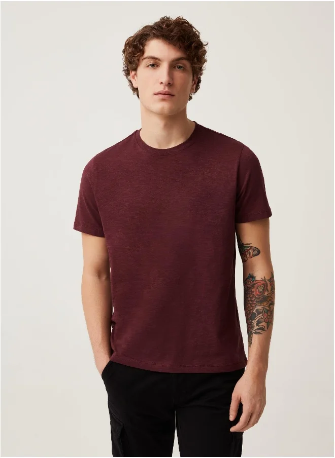 Ovs Ovs Round-Neck T-Shirt In Jersey Slub