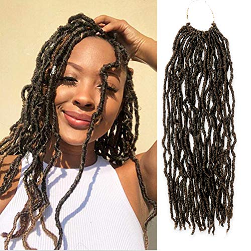 AU-THEN-TIC 6 Packs 22 Inch AU-THEN-TIC Nu Faux Locs Soft Locs Crochet Hair for Butterfly locs crochet Distressed Locs Goddess Faux Locs Hair Extensions (6-Pack, M1B/27) - Image 1