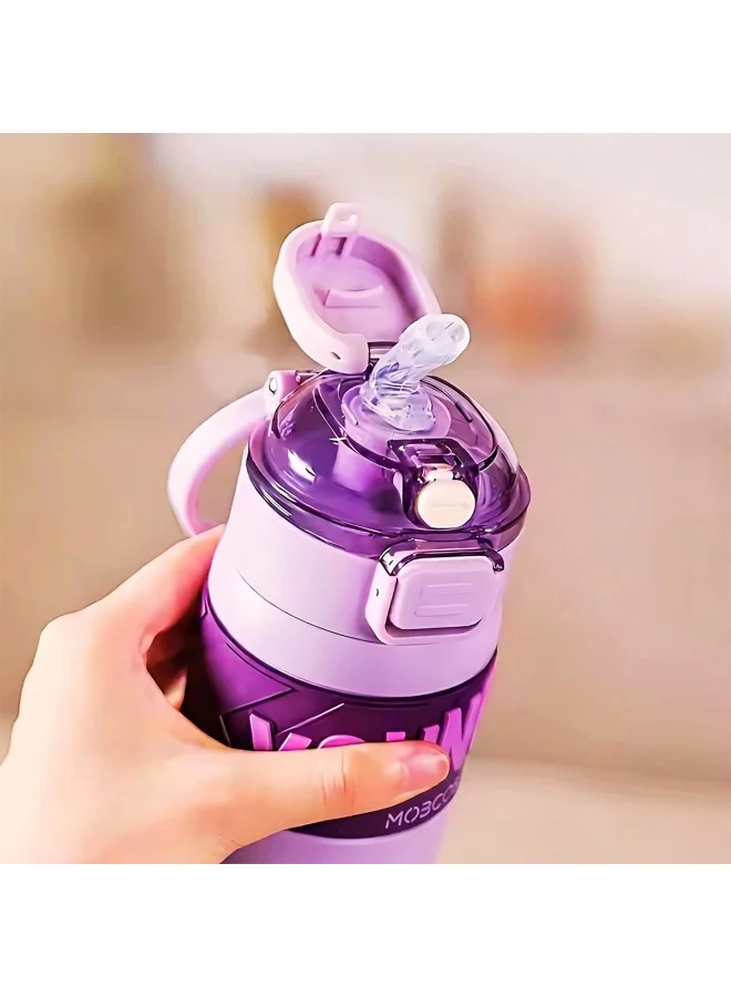 Mobcos purple 304 Stainless Steel Double Wall Vacuum Insulated Cup with Bounce Lid Straw 650ml Hiking Sports Water Bottle (Purple)  | Best Price UAE